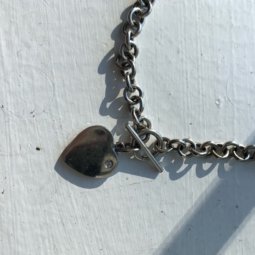 Silver diamond heart necklace